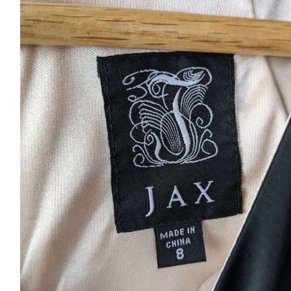 Jax women's scuba panel black cream laser cut satin cocktail dress sleeveless wo - Picture 6 of 6